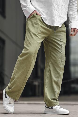 Haki Erkek Rahat Kesim Keten Pantolon 6539
