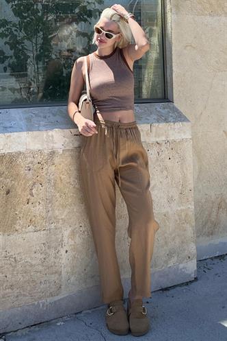 Camel Ayarlanabilir Bel Rahat Kesim Pantolon MG2161