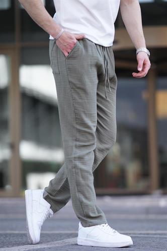 Koyu Yeşil Müslin Kumaş Erkek Basic Pantolon 6507