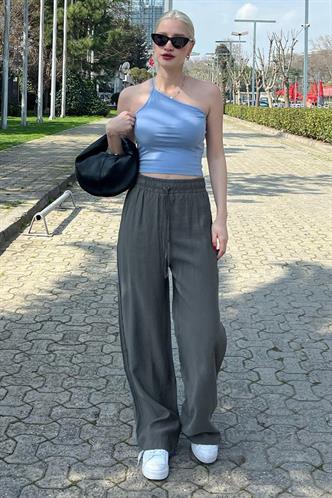 Antrasit Geniş Paça Kadın Pantolon MG1982