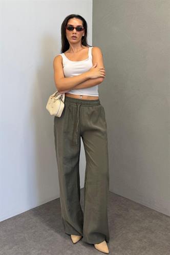 Haki Geniş Paça Kadın Pantolon MG1982