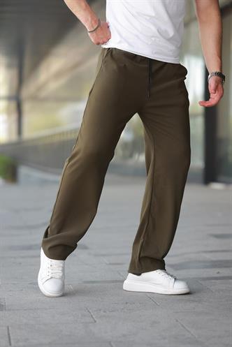 Haki Beli Ayarlanabilir Cep Detaylı Bol Pantolon 6545