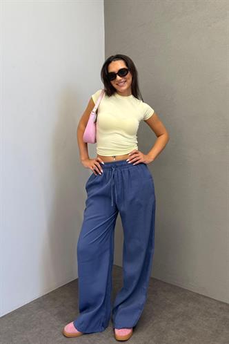 İndigo Geniş Paça Kadın Pantolon MG1982