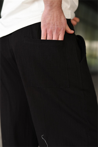 Siyah %100 Pamuklu Bol Paça Erkek Pantolon E6586