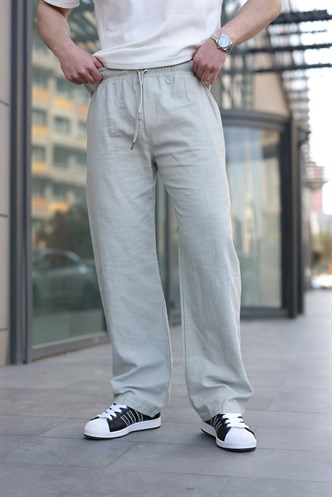 Paça Detaylı Rahat Kesim Erkek Çağla Yeşili Pantolon 6532