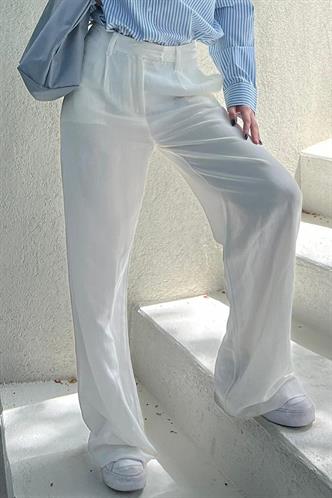 Ekru Kemerli Bol Paça Pantolon MG1992