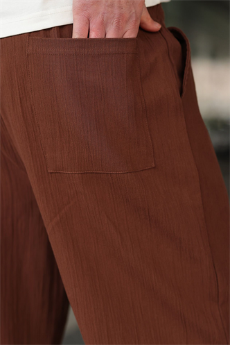 Acı Kahverengi %100 Pamuklu Bol Paça Erkek Pantolon E6586