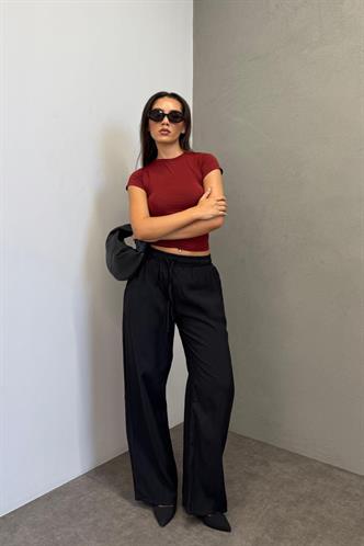 Siyah Geniş Paça Kadın Pantolon MG1982