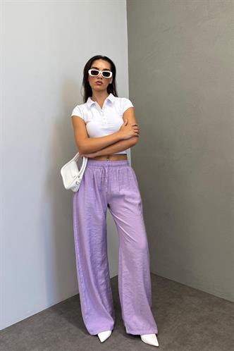 Lila Geniş Paça Kadın Pantolon MG1982