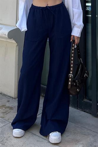 Lacivert Cepli Bol Paça Kadın Pantolon MG1882