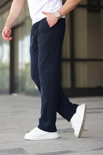 Lacivert Beli Ayarlanabilir Cep Detaylı Bol Pantolon 6545