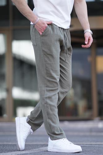 Haki Müslin Kumaş Erkek Basic Pantolon 6507