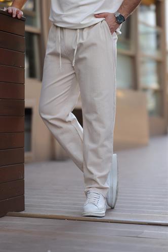 Bej %100 Pamuklu Rahat Kesim Erkek Pantolon E6565