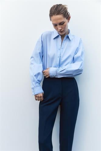 Lacivert Önü Biyeli Yüksek Bel Kadın Pantolon MG2425