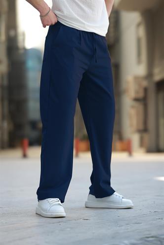 Lacivert Beli Ayarlanabilir Rahat Kesim Erkek Pantolon E6564