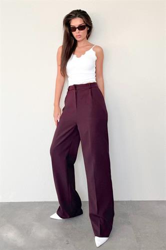 Mürdüm Yüksek Bel Kadın Palazzo Pantolon MG2506