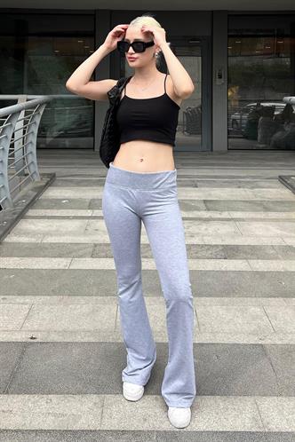 Grimelanj Beli Fitilli Yüksek Bel İspanyol Paça Tayt MG2096