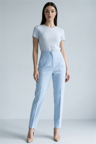 İndigo Önü Biyeli Yüksek Bel Kadın Pantolon MG2425