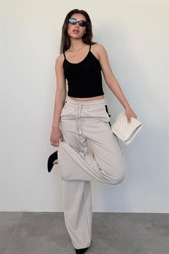 Bej Şerit Detaylı Bol Paça Kadın Eşofman MG2441 