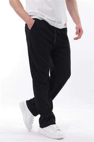 Siyah Beli Ayarlanabilir Cep Detaylı Bol Pantolon 6545