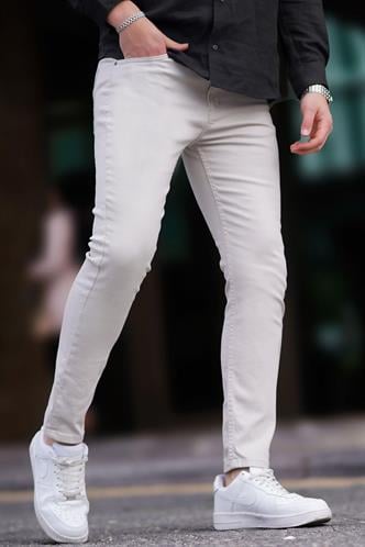 Erkek Taş Rengi Kanvas Slim Fit Pantolon