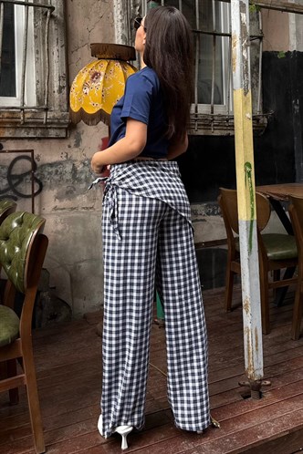 Lacivert Fularlı Ekose Pantolon MG2734