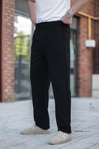 Siyah Rahat Kesim Erkek Kumaş Pantolon E6577