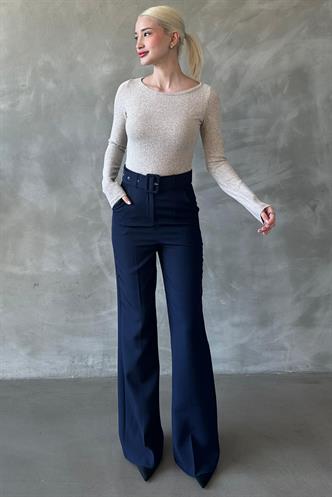 Lacivert İspanyol Paça Kadın Kumaş Pantolon MG2303