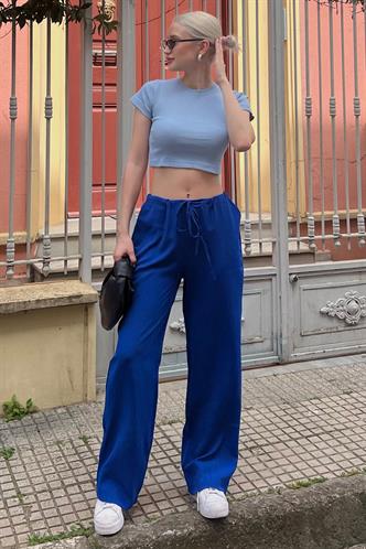 Saks Krinkıl Kumaş Basic Kadın Plaj Pantolon MG1778