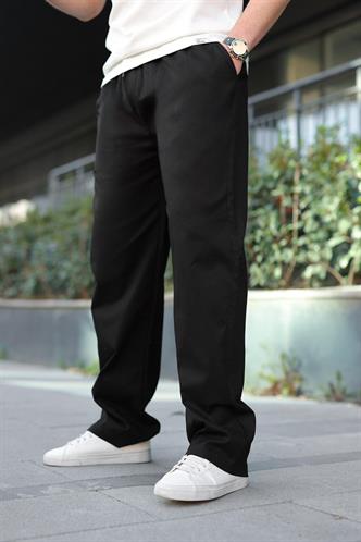 Siyah Bol Paça Beli Bağlamalı Erkek Pantolon E7403