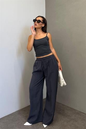 Antrasit Geniş Paça Kadın Pantolon MG1982