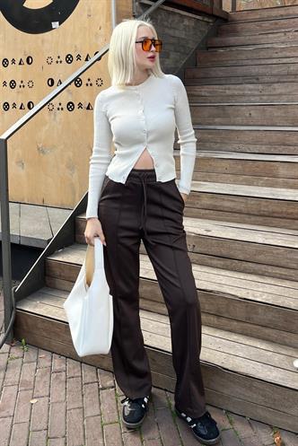 Kahverengi Beli Ayarlanabilir Geniş Paça Eşofman MG2215