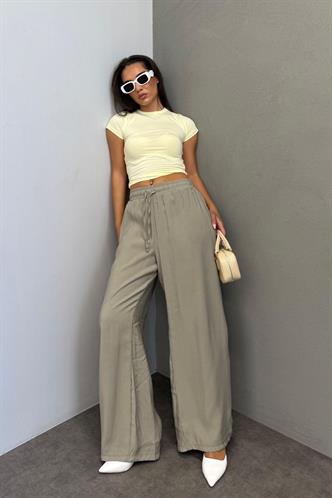 Soluk Yeşil Geniş Paça Kadın Pantolon MG1982