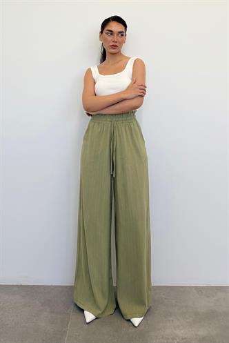 Mint Yeşili Yüksek Bel Bol Paça Pantolon MG2408