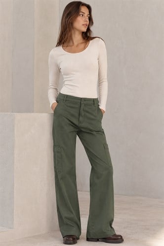 Haki Straight Fit Kargo Pantolon MG1601
