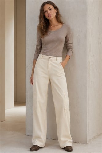 Bej Straight Fit Kargo Pantolon MG1601