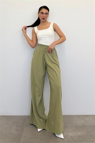 Mint Yeşili Yüksek Bel Bol Paça Pantolon MG2408