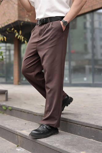 Acı Kahverengi Pilili Relaxed Fit Pantolon E6588