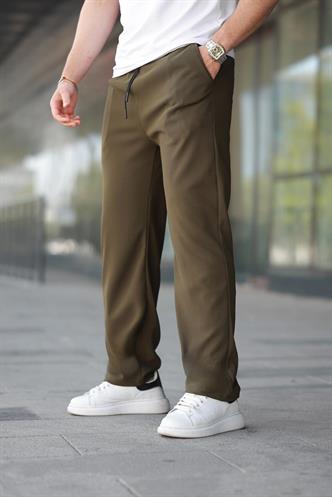 Haki Beli Ayarlanabilir Cep Detaylı Bol Pantolon 6545