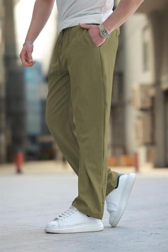 Haki Beli Ayarlanabilir Rahat Kesim Erkek Pantolon E6564