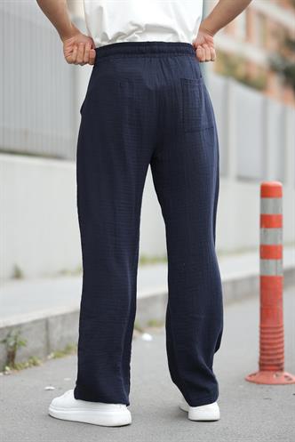 Lacivert %100 Pamuklu Rahat Kesim Erkek Pantolon E6562