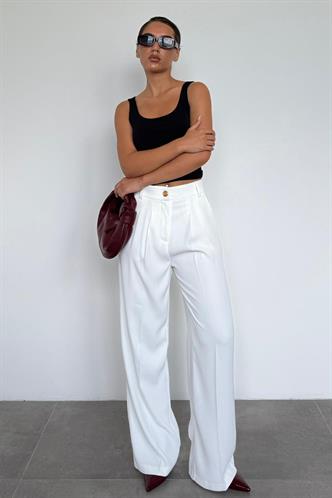 Beyaz Kadın Palazzo Pantolon Mg2525