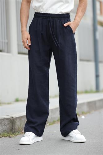 Lacivert %100 Pamuklu Rahat Kesim Erkek Pantolon E6562