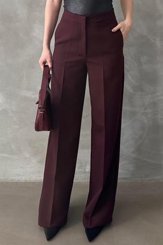 Bordo Yüksek Bel Kumaş Pantolon MG2284