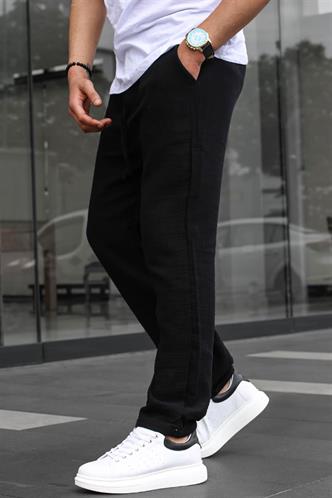 Koyu Siyah Müslin Kumaş Erkek Basic Pantolon 6507