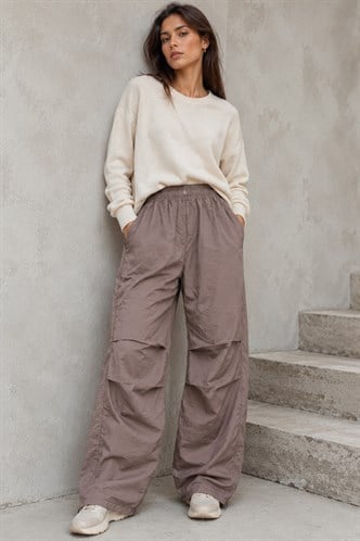Kahverengi Paraşüt Jogger Kadın Pantolon MG1726