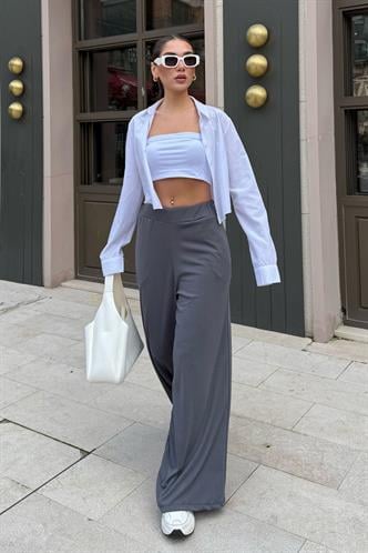 Füme Yüksek Bel Rahat Kesim Geniş Paça Kadın Eşofman MG2309