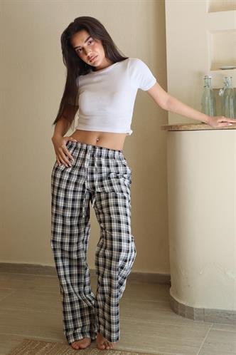 Antrasit Ekoseli Kadın Pantolon Mg2401