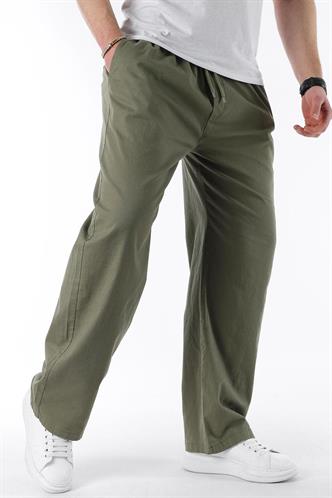Yeşil Bol Paça Beli Bağlamalı Erkek Pantolon E7403