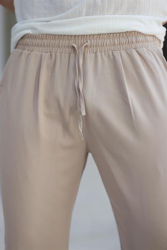 Bej Beli Ayarlanabilir Rahat Kesim Erkek Pantolon E6564